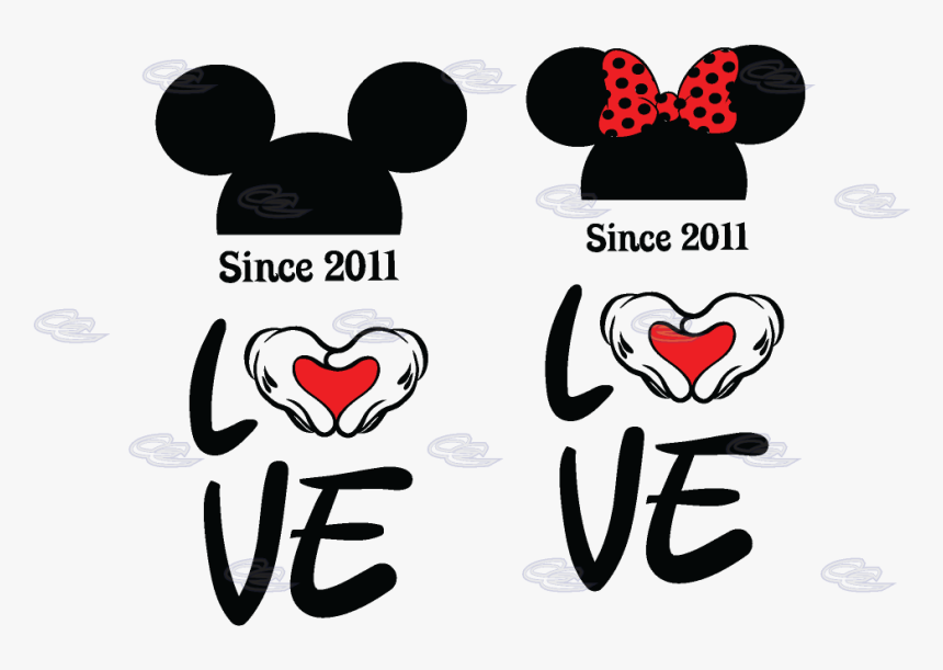 Love Mickey Minnie Mouse Heads With Wedding Date Mickey"s - Love Mickey Y Minnie, HD Png Download, Free Download