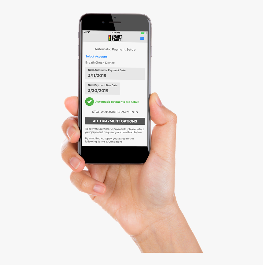 Smart Start Client Portal On Smartphone - Celular Mano Png, Transparent Png, Free Download