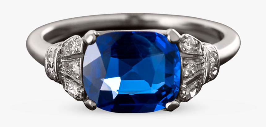 Untreated Burma Sapphire Art Deco Ring - Engagement Ring, HD Png Download, Free Download