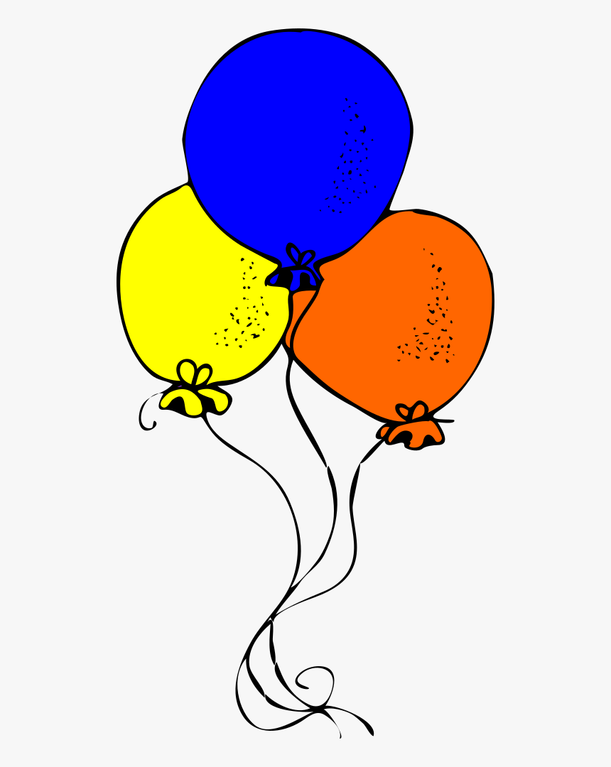 Blue Orange And Yellow Balloons - Birthday Black And White Balloons, HD Png Download, Free Download