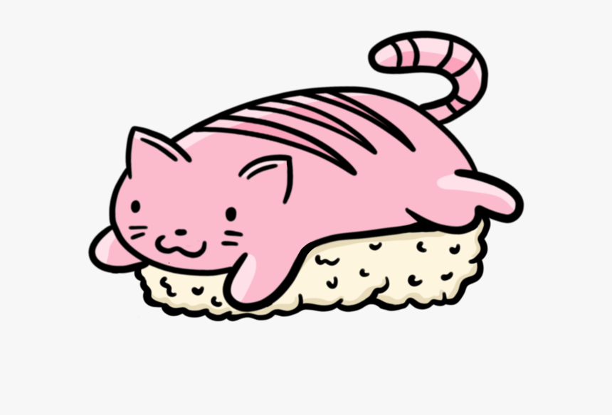Sashimi Cat Cat Drawing Pink Casual Doodle Illustration, HD Png Download, Free Download