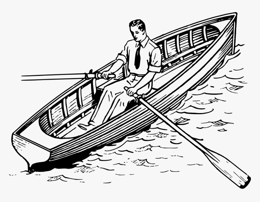 Rowboat - Rowing Boat Clipart Black And White, HD Png Download, Free Download