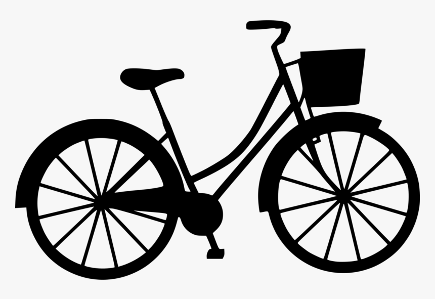 Bicycle,racing Bicycle,monochrome Photography - Bicycle With Basket Clip Art, HD Png Download, Free Download