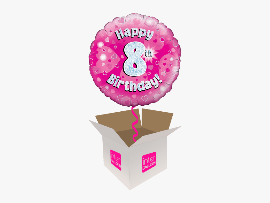 Happy 8th Birthday Pink Holograpic - Happy Birthday Balloon 7, HD Png Download, Free Download