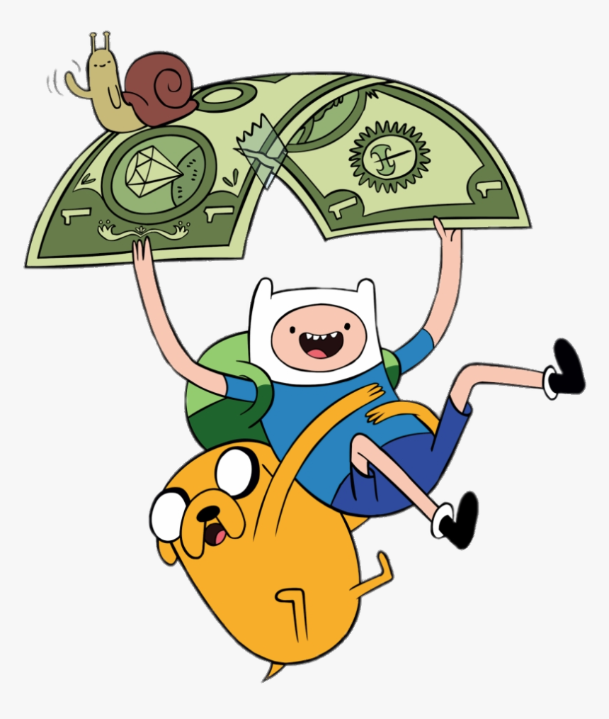 Finn And Jake Flying Down On Dollar Bill - Time With Finn And Jake, HD Png Download, Free Download