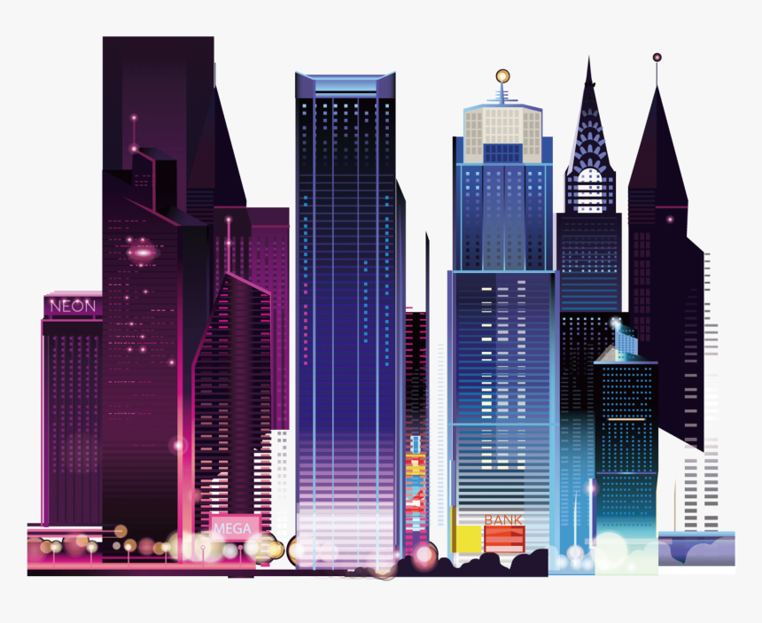 #mq #night #town #city #building - Cartoon City Buildings Transparent, HD Png Download, Free Download