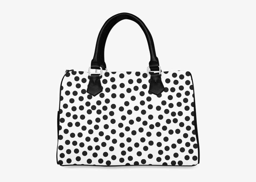 Black Polka Dot Design Boston Handbag - Katoen Zwart Wit Dots, HD Png Download, Free Download