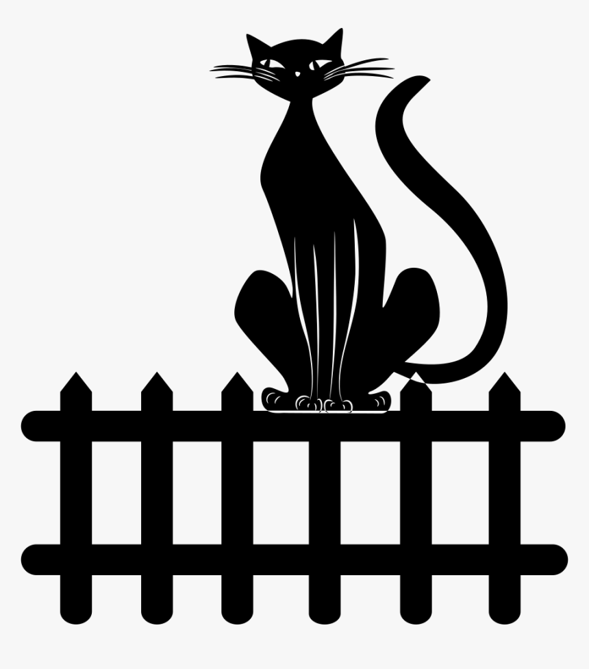 Black Cat On Fence - Black Cats On A Fence, HD Png Download, Free Download