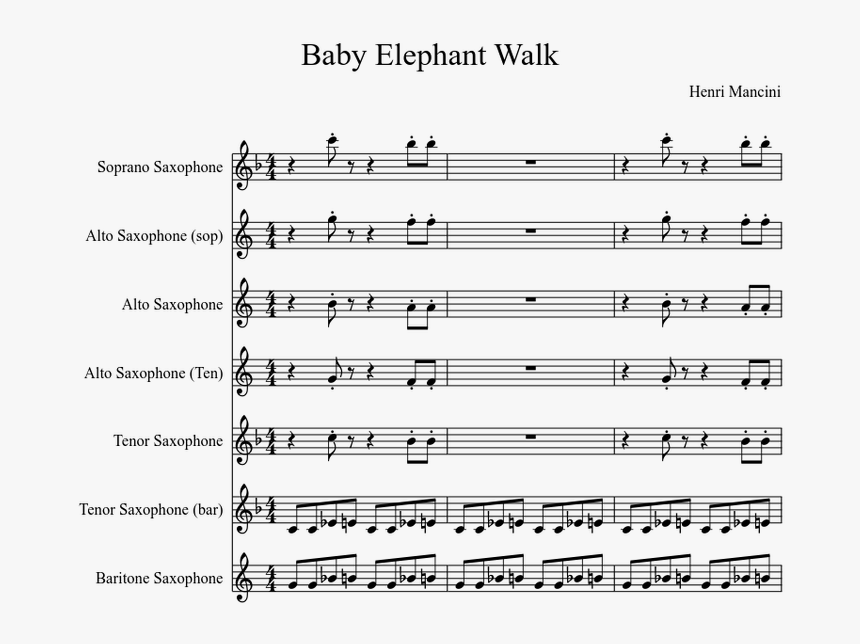 Baby Elephant Walk Alto Sax, HD Png Download, Free Download