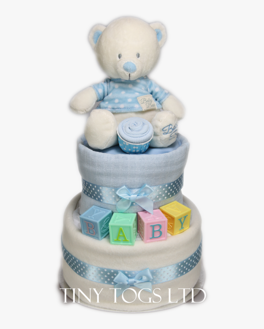 Cute Two Tier Nappy Cake For Baby Boy With Baby Building - Diaper Cake, HD Png Download, Free Download