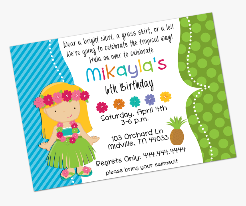 Luau Blonde Girl Digital Invitation - Luau Clip Art, HD Png Download, Free Download