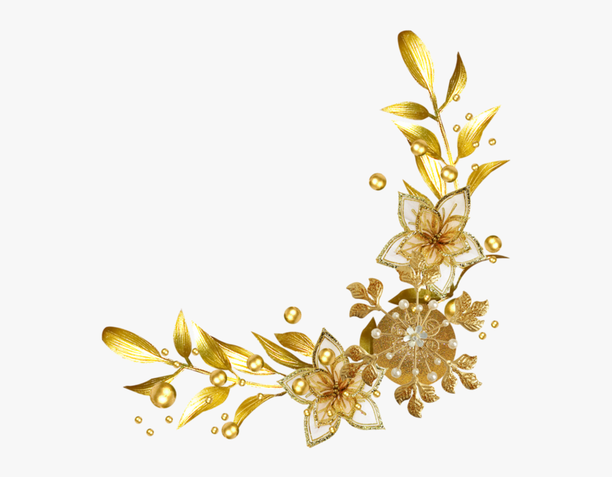 Gold Flower Frame Png, Transparent Png, Free Download