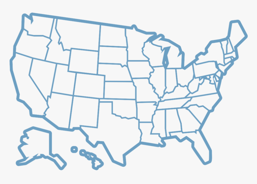 United States Map Outline In Light Blue - Light Blue United States Png, Transparent Png, Free Download