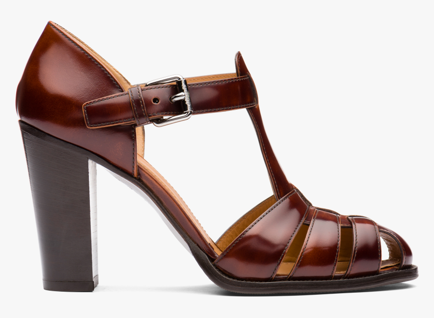 Kelsey 90 Polished Fumè Heeled Sandal Brown Church"s - Basic Pump, HD Png Download, Free Download