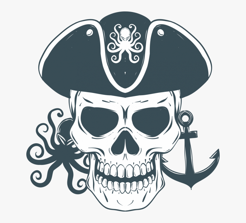 Skull Pirate Sticker Clip Art - Pirate Skull Clipart Png, Transparent Png, Free Download