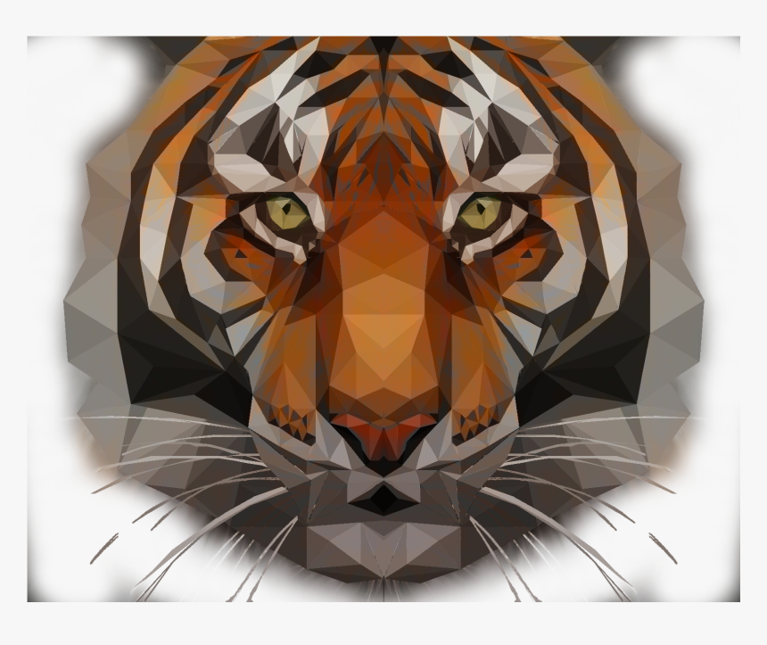 Some Low-poly Art Of A Tiger - Low Poly Tiger Face, HD Png Download, Free Download