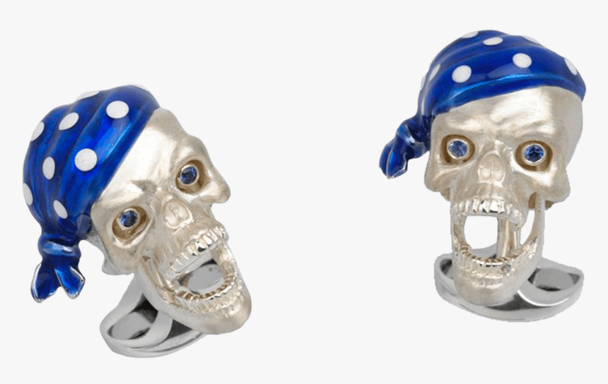 Pirate Skull Bandana Cufflinks With Sapphire Eyes - Figurine, HD Png Download, Free Download