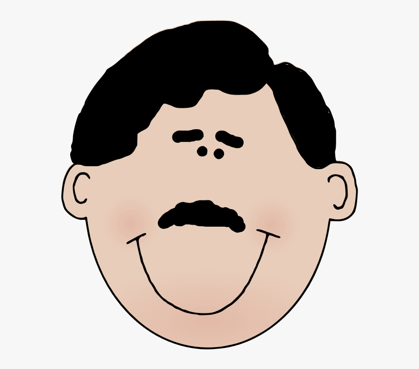 Father Cartoon Black Hair , Png Download - Man Face With Mustache Clipart,  Transparent Png - kindpng