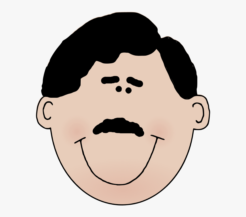 Father Cartoon Black Hair , Png Download - Man Face With Mustache Clipart, Transparent Png, Free Download