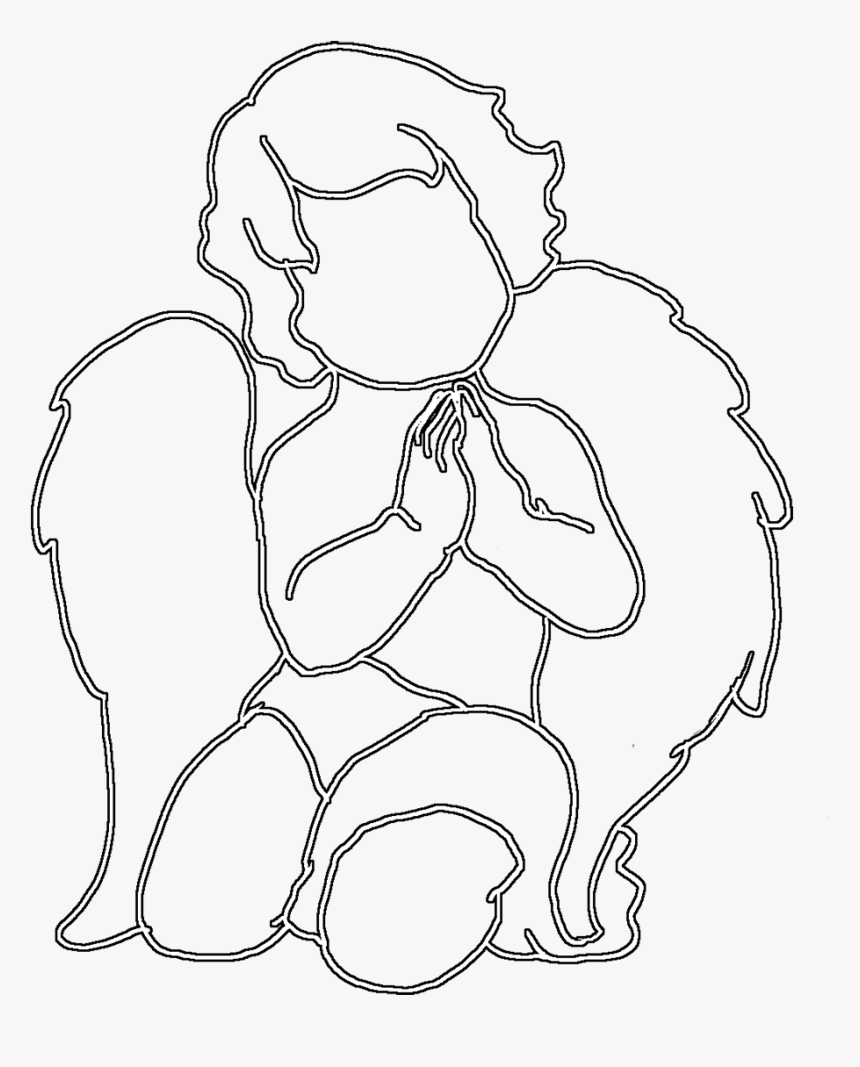 Cute Angel Praying, Angel Silhouette Cute Praying - Angel White Silhouette, HD Png Download, Free Download
