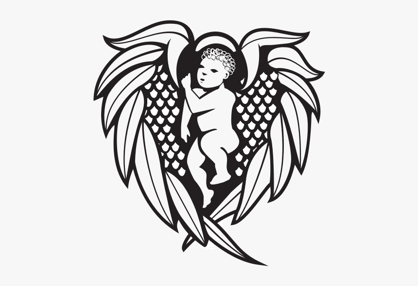 Angel Silhouette Cut File - Wing Angel Heart Vector, HD Png Download, Free Download