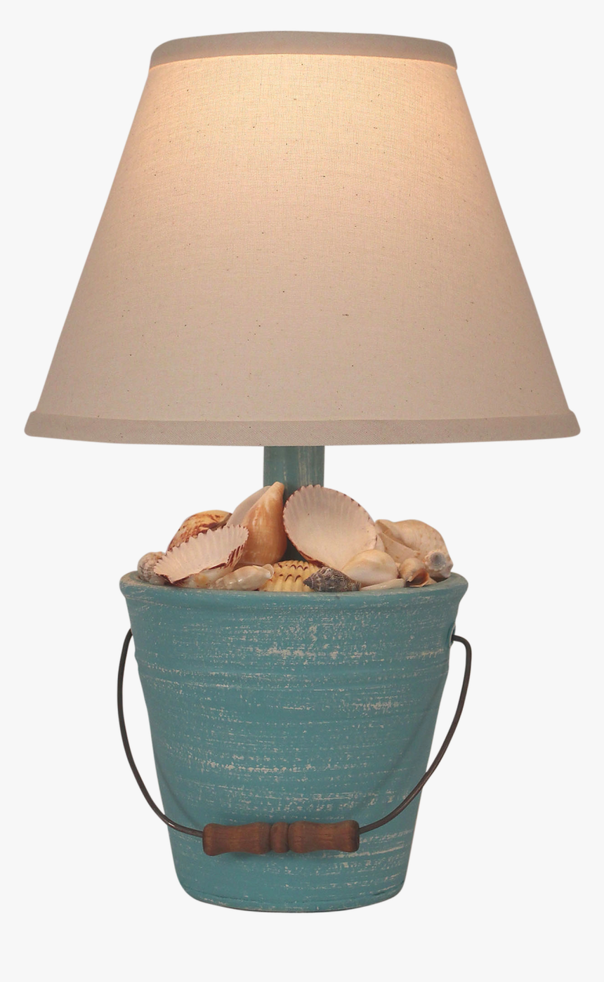 Weathered Turquoise Mini Bucket Of Shells Accent Lamp - Lampshade, HD Png Download, Free Download