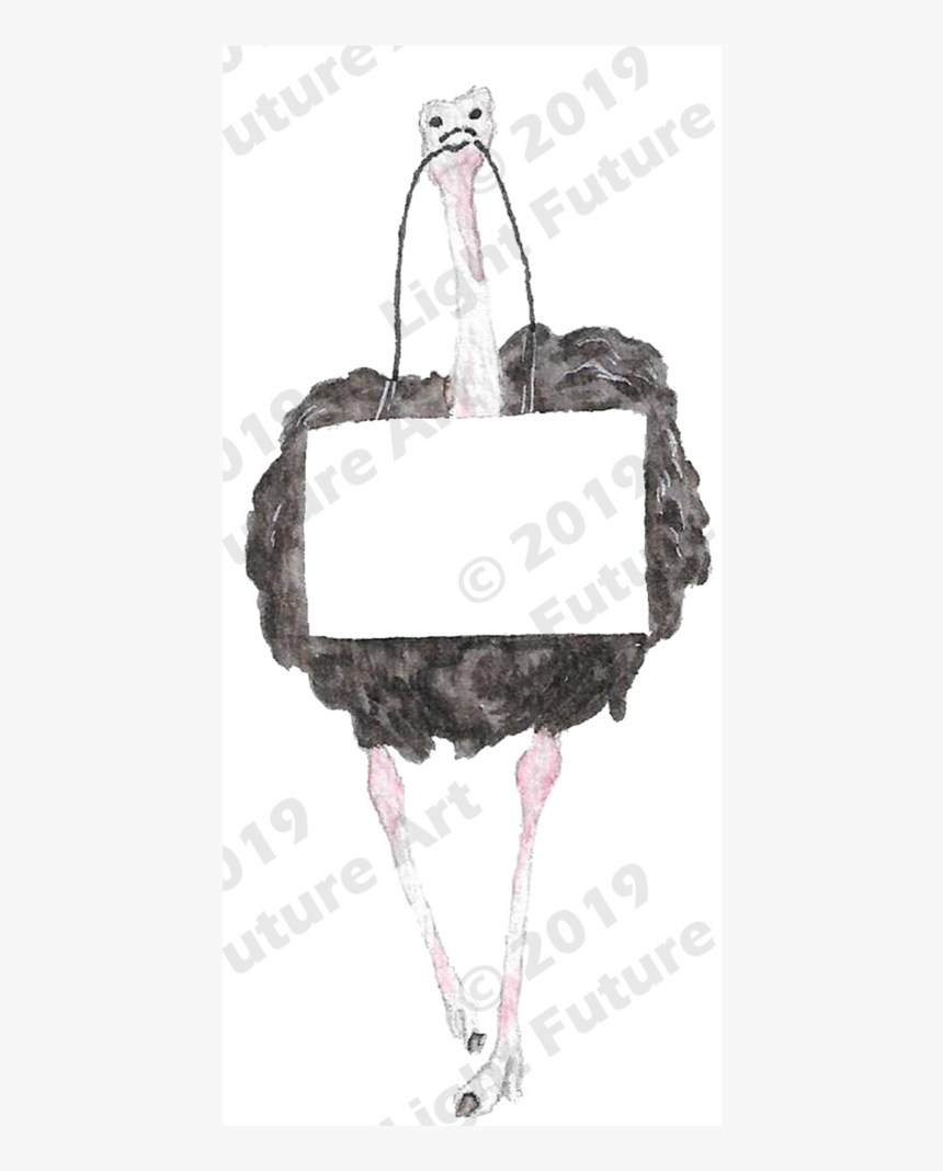 Fancy Watercolor Ostrich With Sign - Handbag, HD Png Download, Free Download