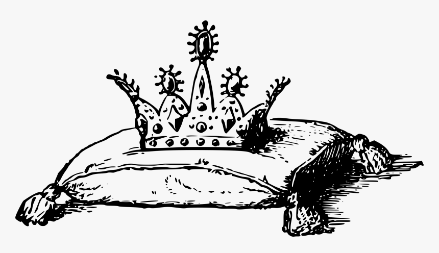 Drawing Clip Art - Black And White Free Clip Crown On Pillow, HD Png Download, Free Download