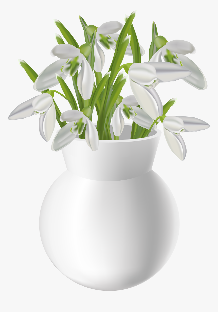 Vase With Snowdrops Transparent Png Clip Art Image - Table Flower Pot Png, Png Download, Free Download