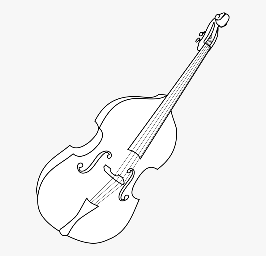 Line Art,viol,string Instrument - Double Bass Instrument Drawing, HD Png Download, Free Download