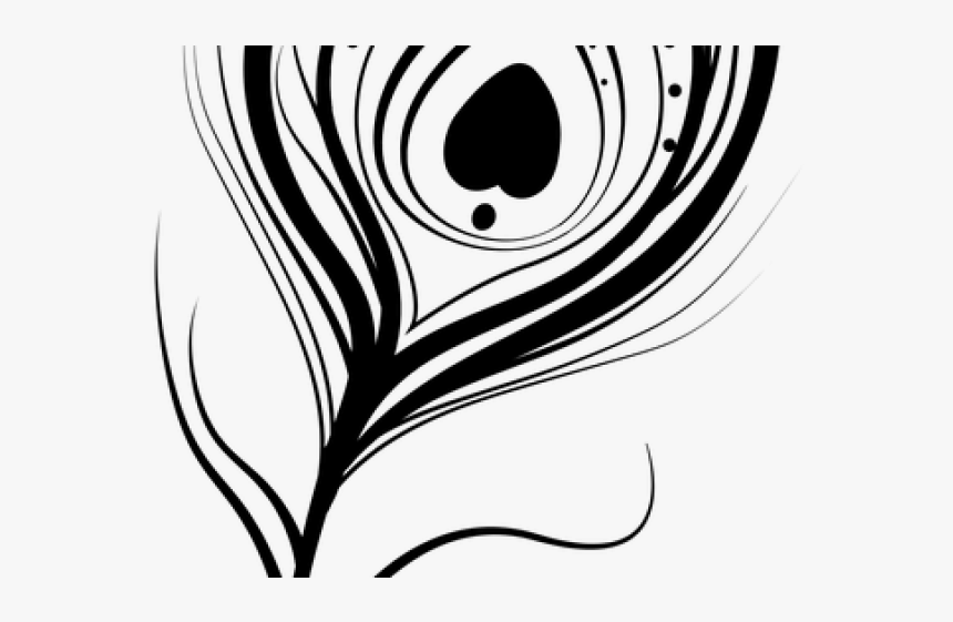 Peacock Design Black And White - Peacock Feather Vector Png, Transparent Png, Free Download