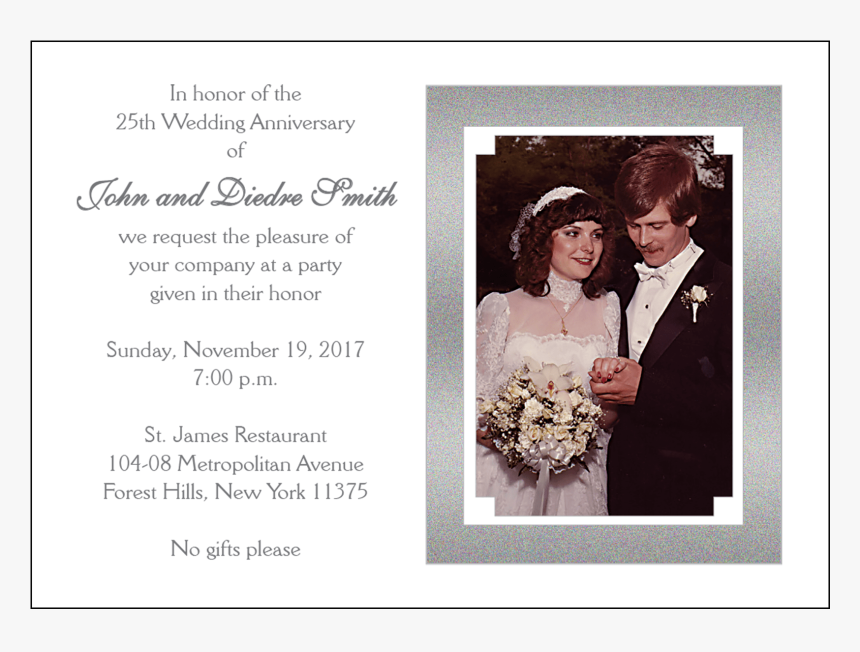 25th Wedding Anniversary Party Invitation - Wedding Invitation, HD Png Download, Free Download