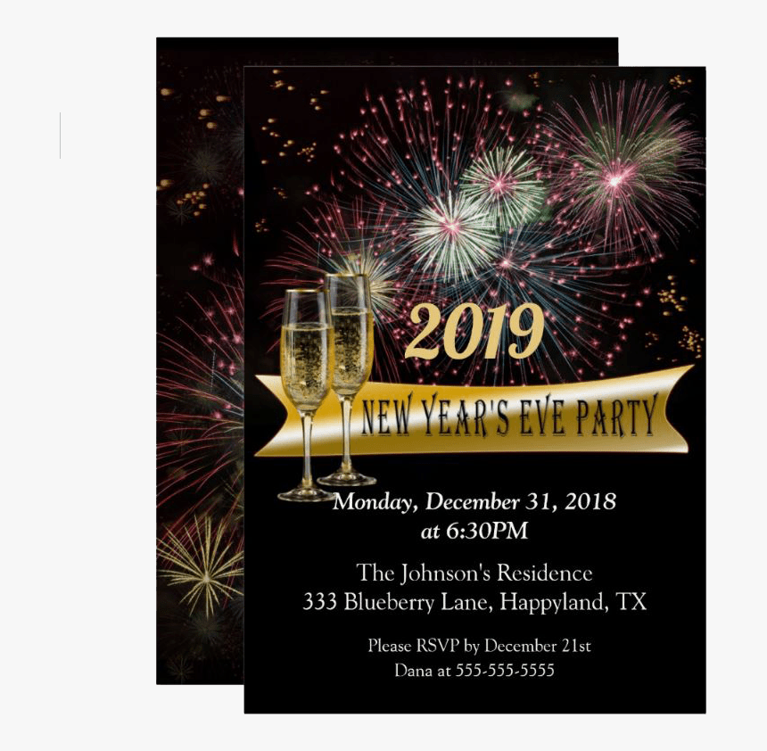 New Year"s Eve Fireworks Party Invitation - New Year Fireworks Invitation, HD Png Download, Free Download