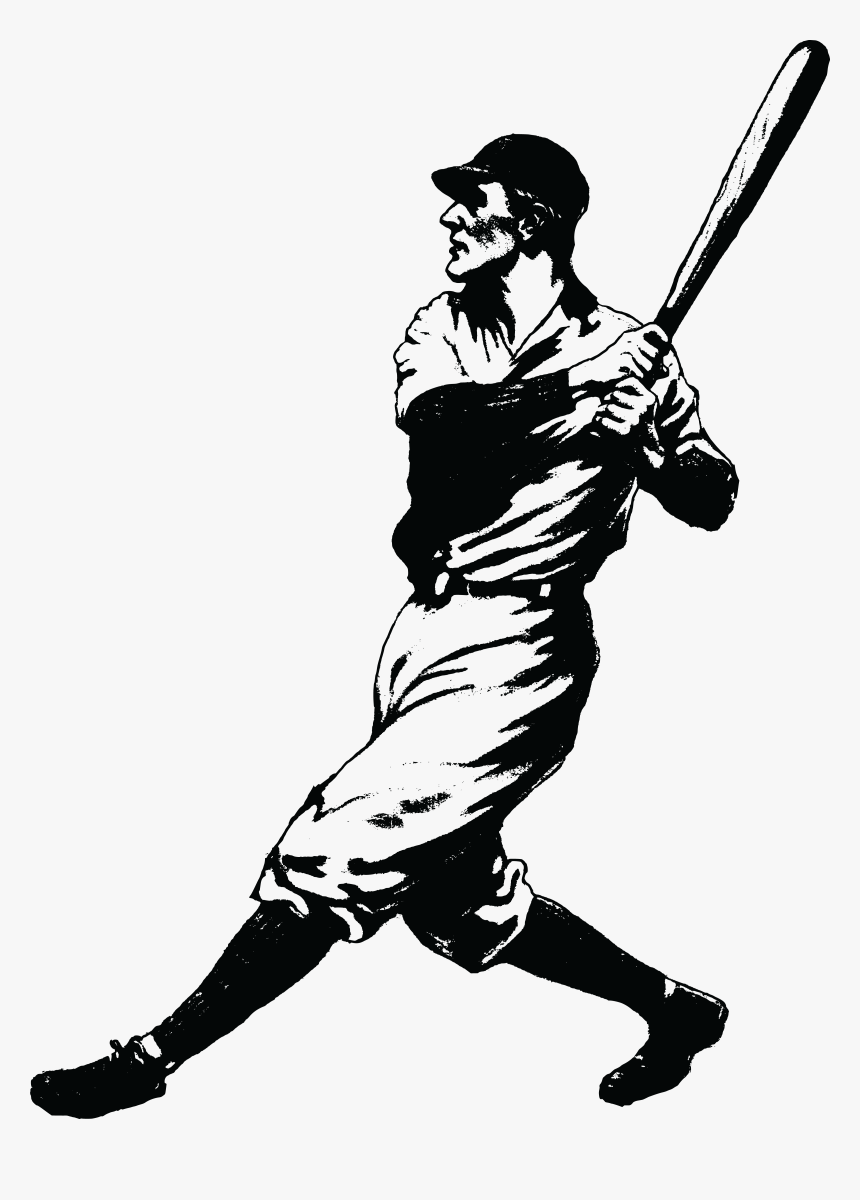 Baseball Clipart Play - Vintage Baseball Player Clipart, HD Png Download, Free Download