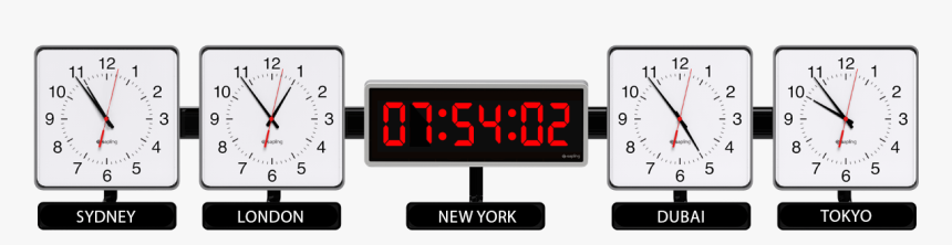 Digital Clock With Time Zones, HD Png Download, Free Download