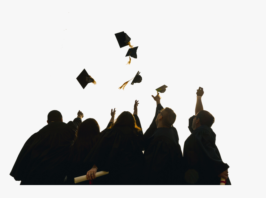 graduation hats in the air