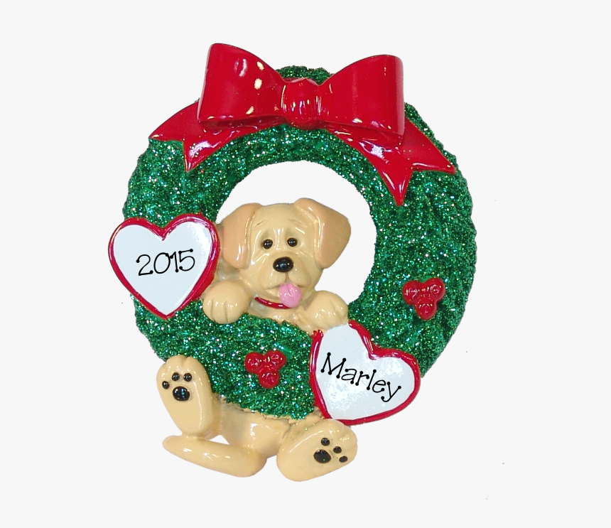 Yellow Lab Hanging On To Wreath Christmas Ornament - Christmas Ornament, HD Png Download, Free Download