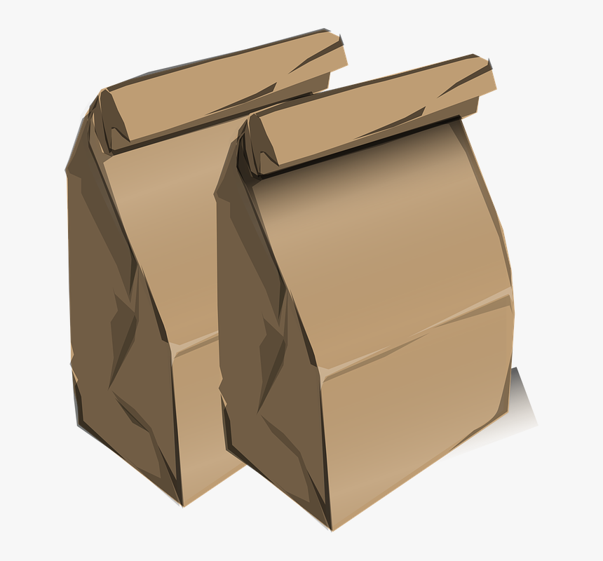 Brown Paperbags, Lunch Bags, School Lunch, Sacks - Brown Paper Bag Vector, HD Png Download, Free Download