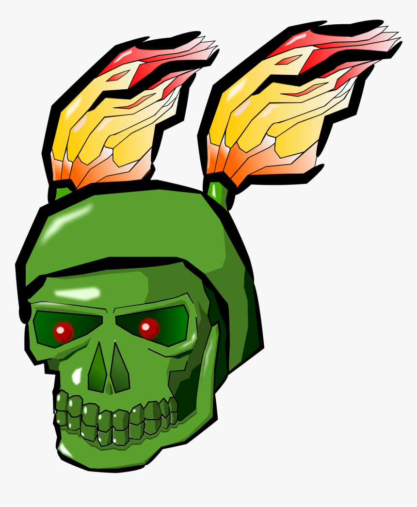 Green Skull With Flames Clip Arts - Clip Art, HD Png Download, Free Download