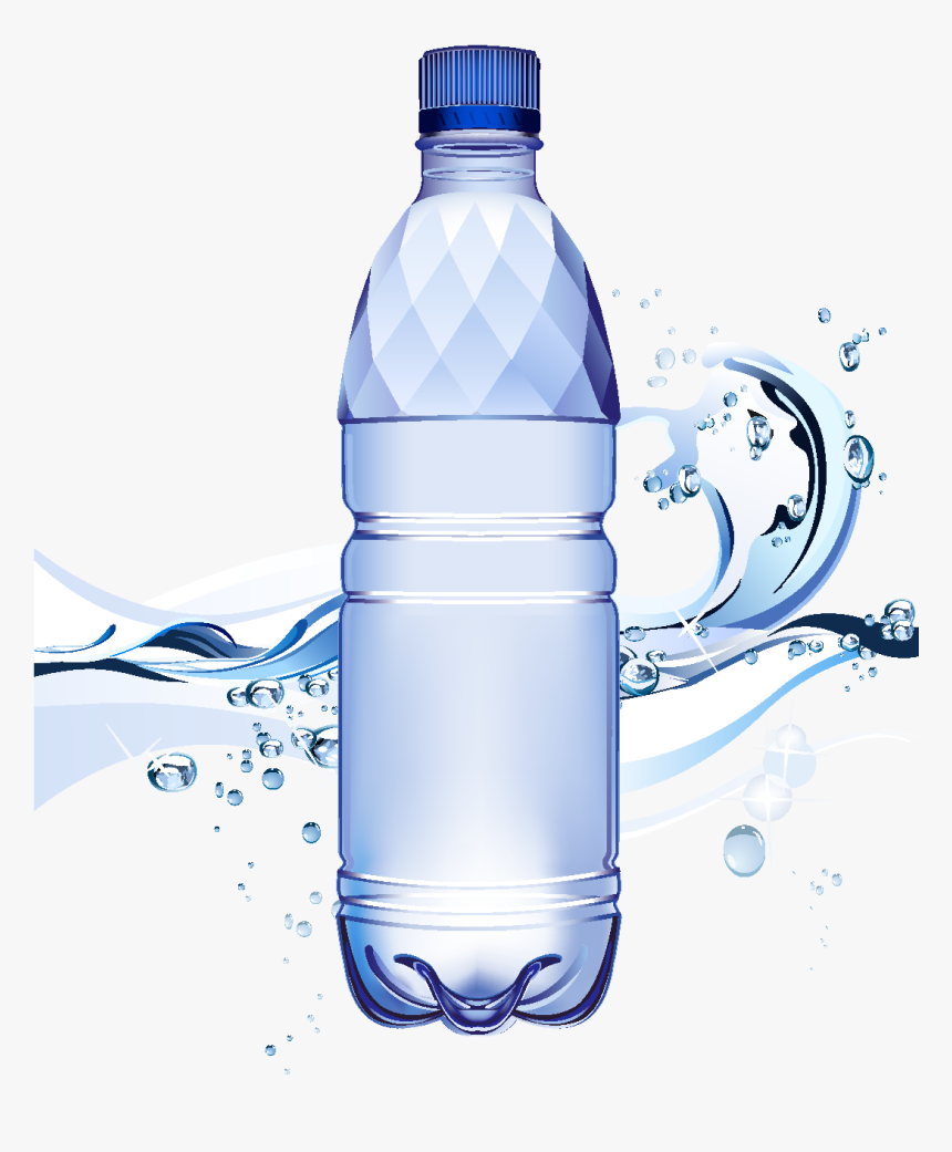 Cartoon Waterdrop Mineral Water Element - Water Bottle Creative Commons, HD Png Download, Free Download