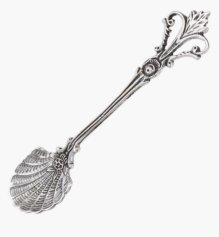 Sterling Silver Floral Salt Spoon - Whisk, HD Png Download, Free Download