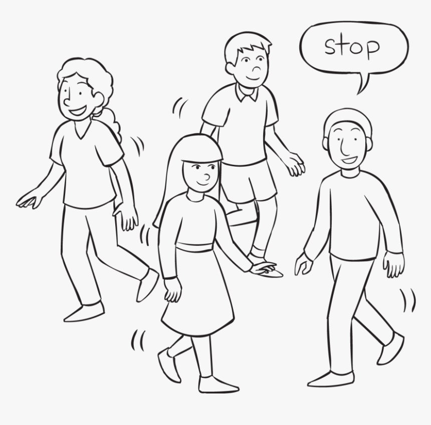 Back Four People Moving About An Area With One Person - Walk And Stop Game, HD Png Download, Free Download