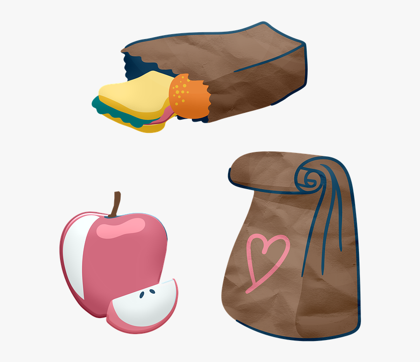 School Lunch Bag, Lunch Bag, Sandwich, Orange, Apple - Apple, HD Png Download, Free Download