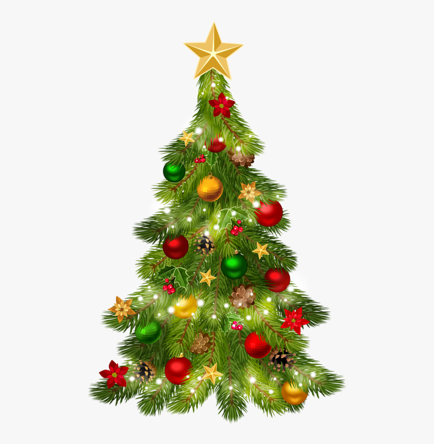 Christmas Tree Line Art - Vintage Christmas Tree Clipart, HD Png Download, Free Download