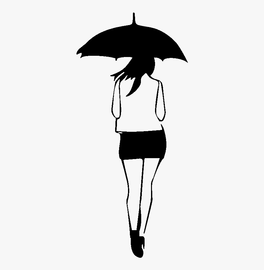 Girl Standing With Umbrella Drawing, HD Png Download, Free Download