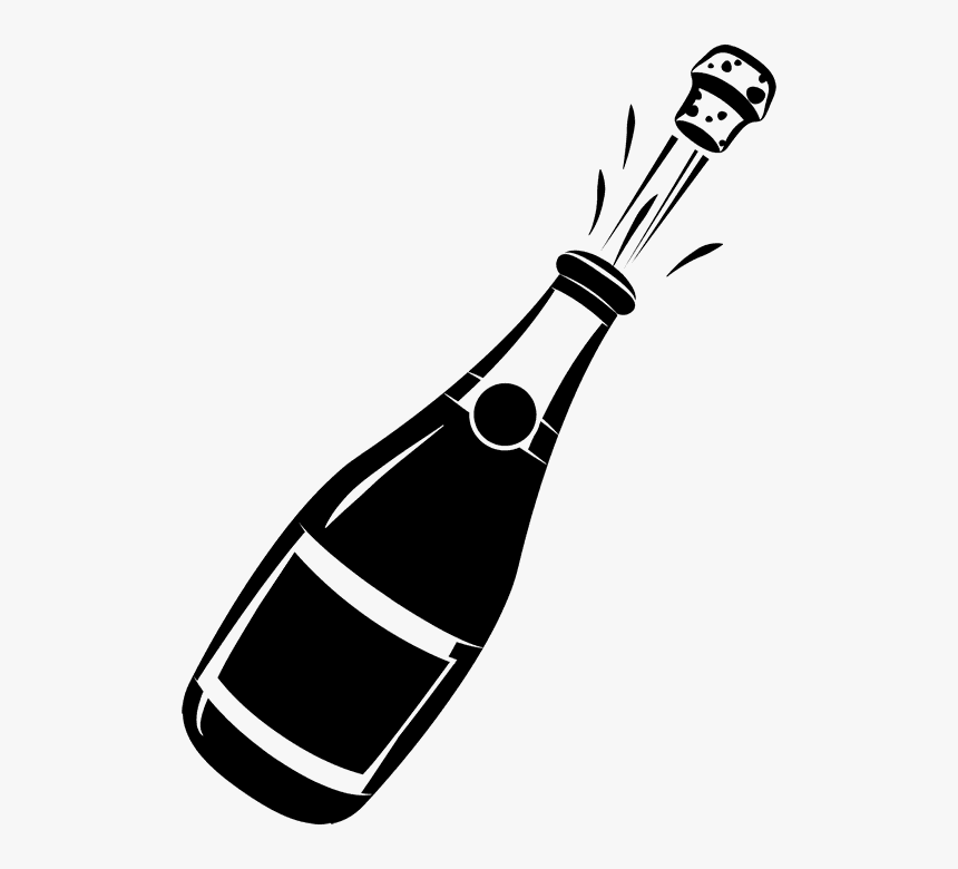 Transparent Champagne Bottle Png - Champagne Bottle Clipart Black And White, Png Download, Free Download