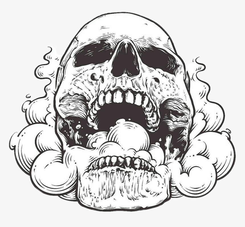 Transparent Picsart Smoke Clipart - Open Mouth Skull Drawing, HD Png Download, Free Download