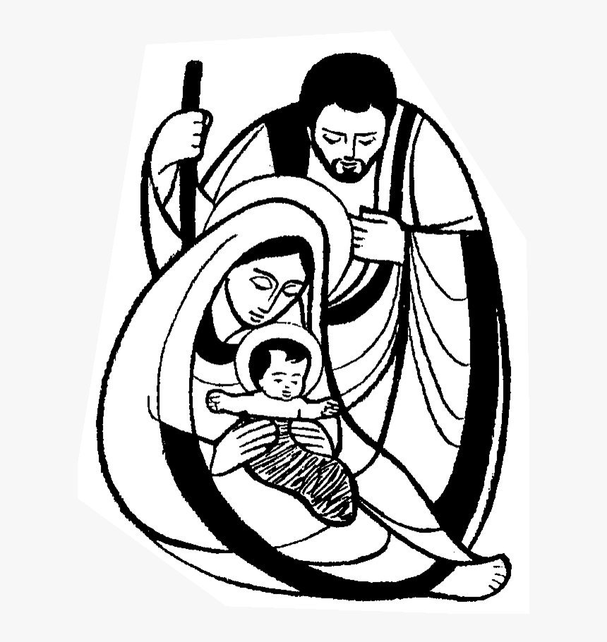 Transparent Jesus Png - Holy Family Clipart Black And White, Png Download, Free Download