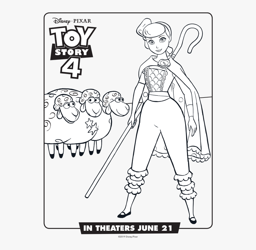 Toy Story 4 Bo Peep Free Printable Coloring Pages - Bo Peep Toy Story 4 Coloring Page, HD Png Download, Free Download