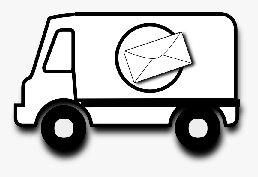 Mail Black And White Clipart - Mail Van Clipart Black And White, HD Png Download, Free Download